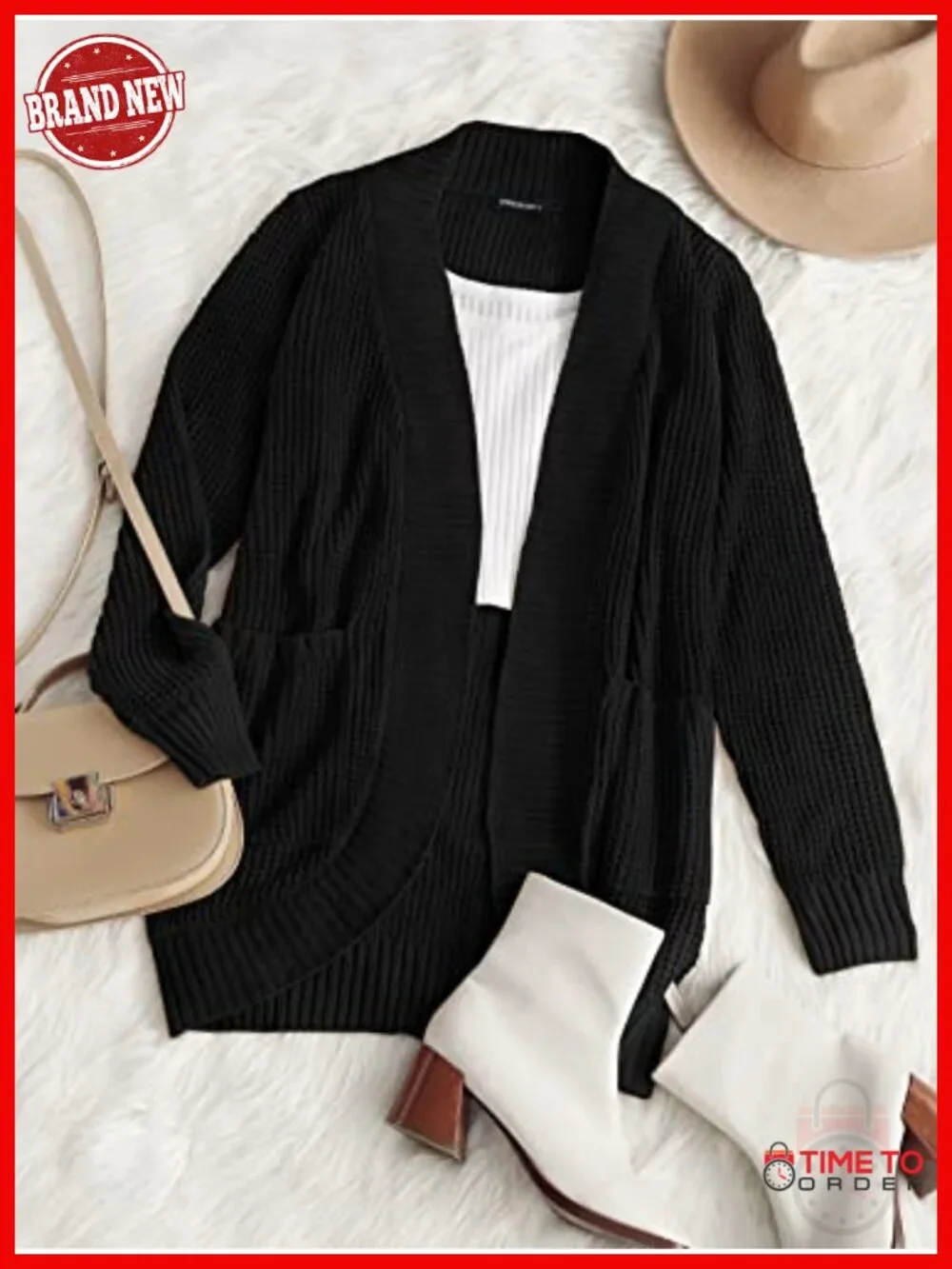 Long Sleeve Open Front Chunky Knit Draped Cardigan Sweater Outwear